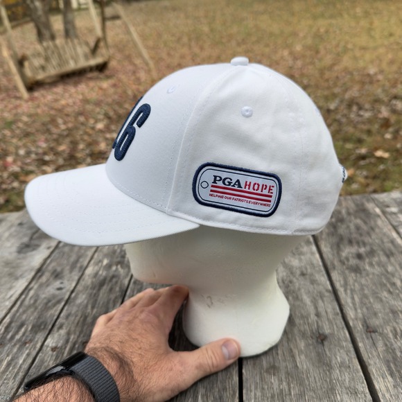 Folds of Honor F16 Golf Hat White Blue Embroidered Logo Adjustable Snapback Men - Picture 4 of 6